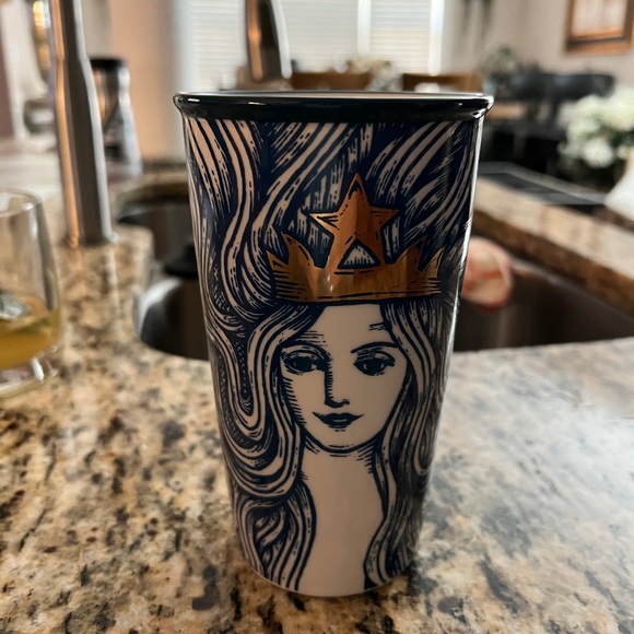 Starbucks Anniversary Blue Mermaid Siren Queen Ceramic Tumbler 2016/ NO LID - Picture 2 of 7
